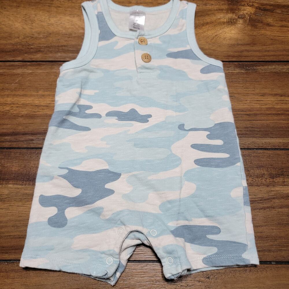 Modern Moments Infant Blue Camo Sleeveless Body Suit - Size 12M